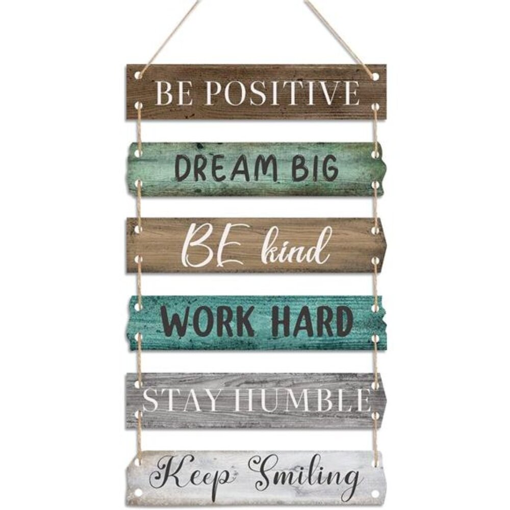 6 Pieces Rustic Wall Hanging Plaque Sign Inspirational Wall Art Farmhouse Wooden